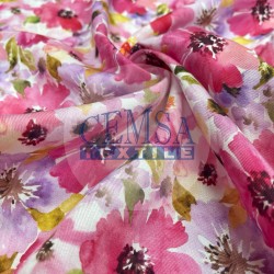 Printed Woven Fabric 100% Viscose | Belmando Pink Flower