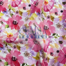 Printed Woven Fabric 100% Viscose | Belmando Pink Flower