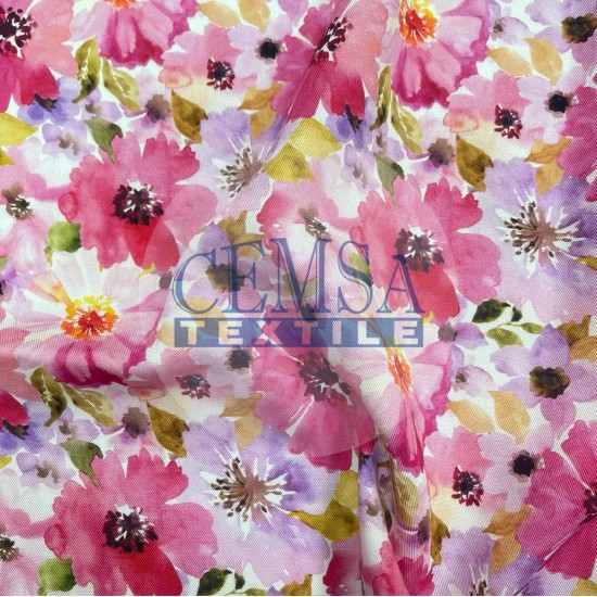 Printed Woven Fabric 100% Viscose | Belmando Pink Flower