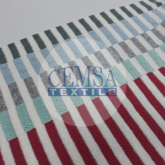 Transfer Rib Fabric | 95% Cotton 5% Lurex | 19-499 Cemsa Textile