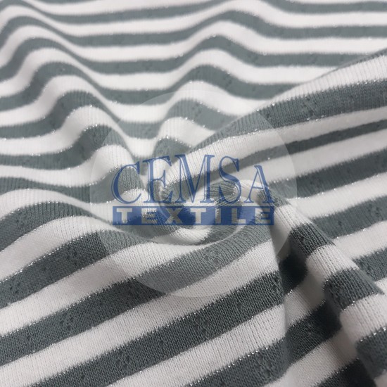 Transfer Rib Fabric | 95% Cotton 5% Lurex | 19-499/2 Cemsa Textile