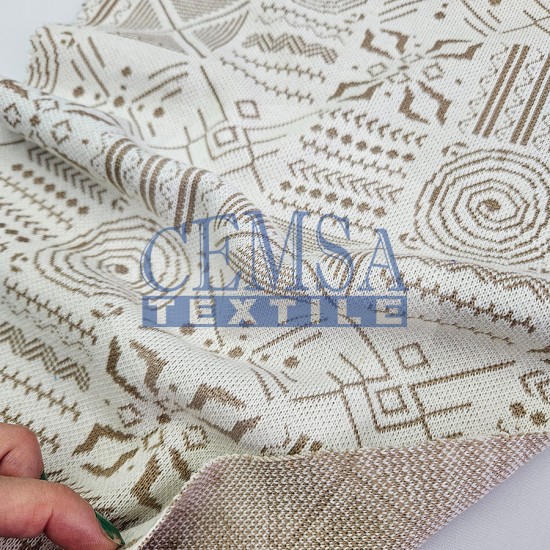 Knitted Jacquard Fabric 55% Polyester 33% Cotton 12% Viscose | 5/030-18 Cemsa Textile